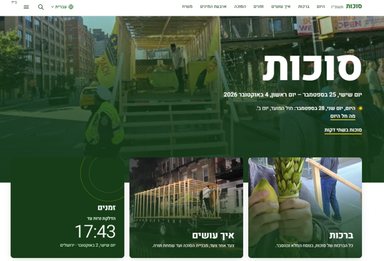 אתר סוכות חדש ב-7 שפות: מבצעים, 770 וגאולה במקום אחד